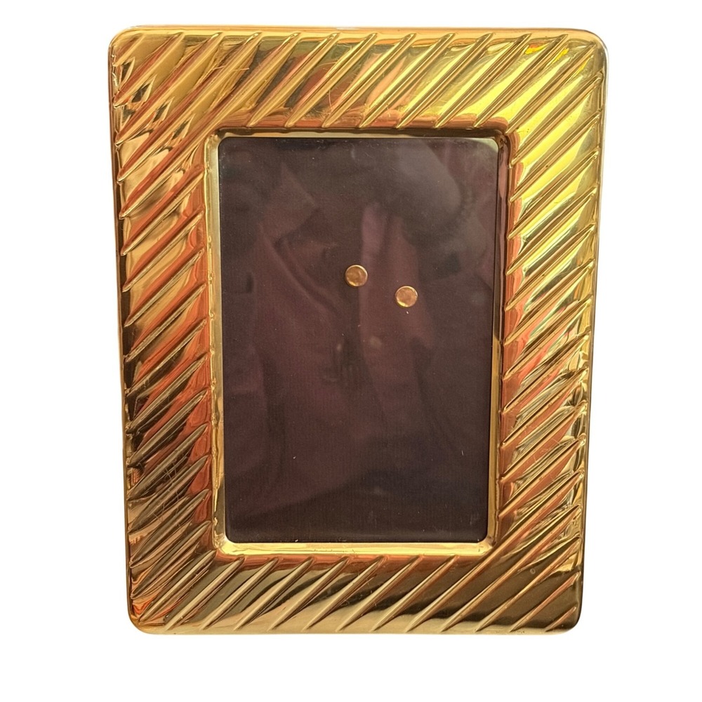 Vintage Picture Photo Frame Brass 5x7 Reflective Hollywood Regency Style‎
